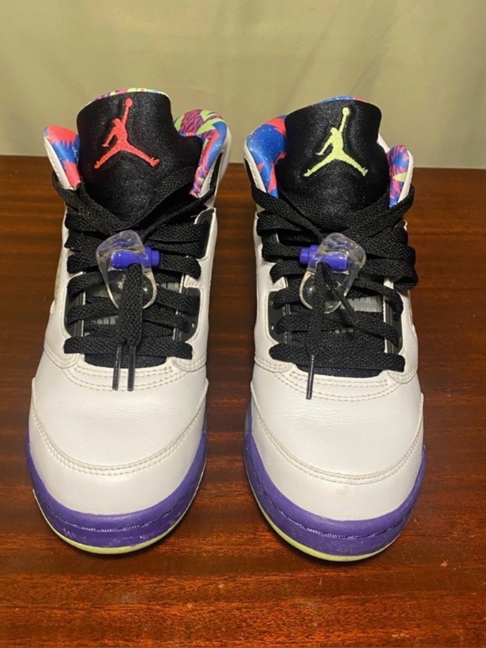 Air Jordan 5 Retro  (GS) White Ghost Green-Court Purple sneakers size 5Y